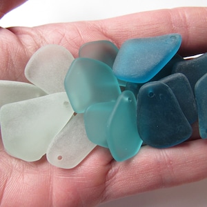 Cultured Sea Glass PENDANTS 1" Assorted flat free form Top Drilled bead supply for making jewelry