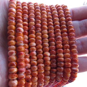 Orange Spiny Oyster BEADS 6mm Rondelles Natural SHELL quality bead supply diy jewelry