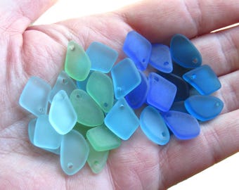 Cultured Sea Glass Freeform Pendant Beads 15mm | Assorted Color Mixes