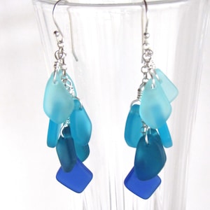 Handmade Seafoam Aqua Sea Glass Earrings: Sterling Silver Dangle Jewelry