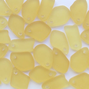 Desert Gold Cultured Sea Glass Pendants: Frosted Yellow, Top Drilled (15mm)