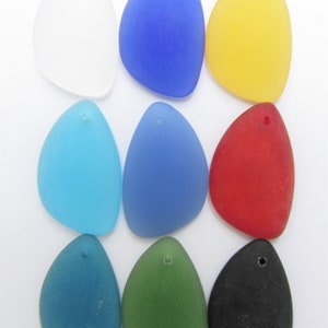 Bead Supply Cultured Sea Glass PENDANTS 36x24mm top drilled frosted assorted 9 pc Necklace pendant for making jewelry