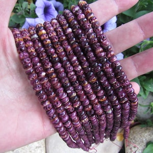 Purple Spiny Oyster BEADS 6mm Rondelles Natural SHELL making jewelry bead supply