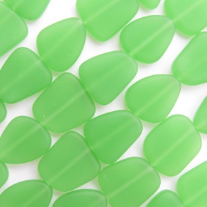 Cultured Sea Glass BEADS 13 - 15mm flat free form frosted cultured OPAQUE length drilled for making jewelry