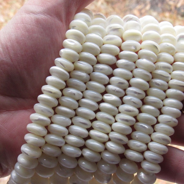 Mother of PEARL BEADS 10mm Rondelles Natural White SHELL drilled beach strands bead supply for making jewelry