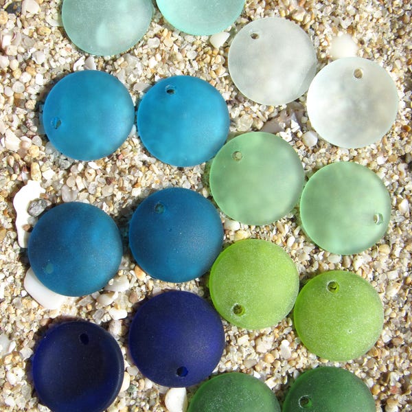 Frosted Glass - 18mm Round Cultured Beach Glass for Jewelry Making, Craft Supplies