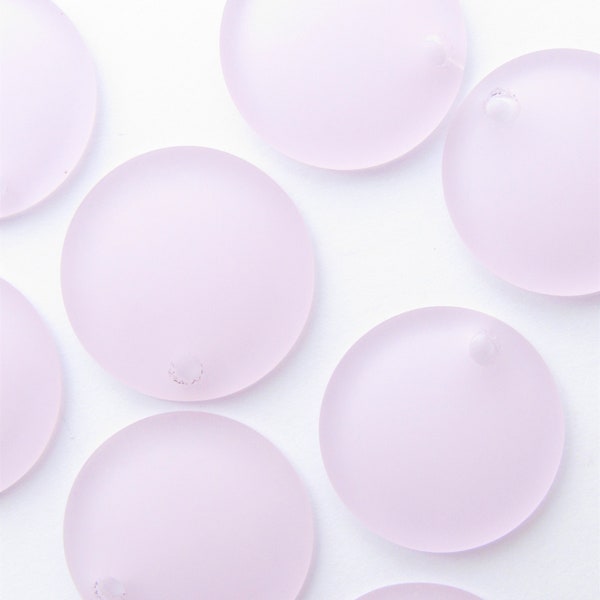 Cultured Sea Glass PENDANTS 25mm Coin Clear Pink Black u-pick top drilled Concave Round bead supply for making jewelry