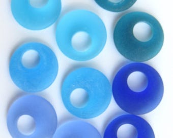 Seeglas Ring Anhänger, 20mm Ringe, unterschiedliche Farben, Recycled Matte Bead Rings (20mm, 10 Stück)