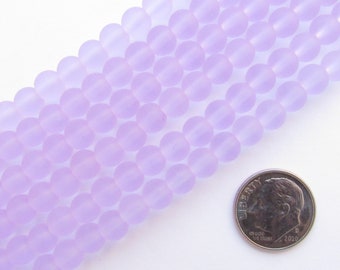 Cultured Sea Glass BEADS 6mm round U-Pick Clear Purple Pink frosted transparent supply for making jewelry