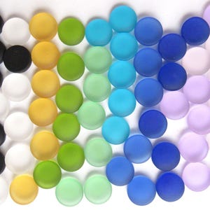Frosted Glass CABACHONS 12mm cabs Undrilled Assorted 10 colors frosted matte finish Flat Back no hole bead supply