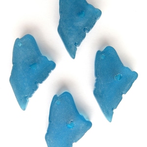 Cultured Sea Glass PENDANTS 28x13mm state MAINE Aqua BLUE Top Drilled recycled frosted bead supply for making jewelry