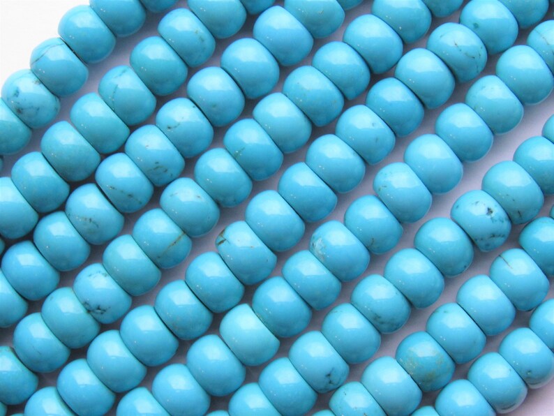 Genuine TURQUOISE BEADS 10mm Barrel little Matrix Natural Blue Gemstone making jewelry