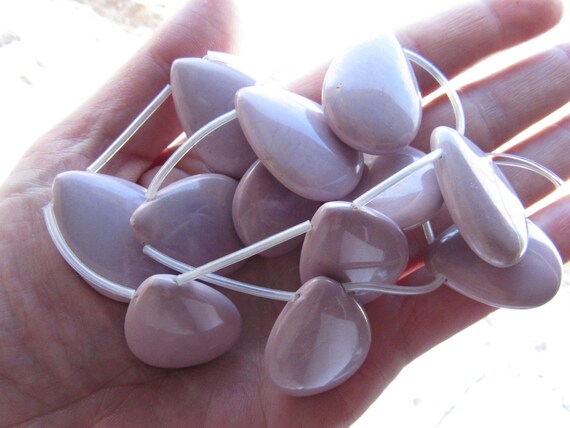 PHOSPHOSIDERITE PENDANT 30x22mm Teardrop Side Drilled Opaque Purple gemstone bead supply making jewelry