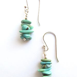 Turquoise Sterling Silver Dangle Earrings: Natural Gemstone Stacking