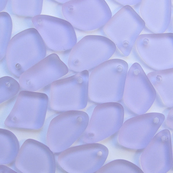 Cultured Sea Glass PENDANTS 15mm freeform frosted Periwinkle light purple supplies for making jewelry