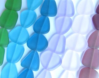 Cultured Sea Glass Beads: 6 Strands Assorted Colors, 22-24mm