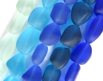 Cultured Sea Glass Beads: 15mm Freeform Recycled Glass, 5 Strands