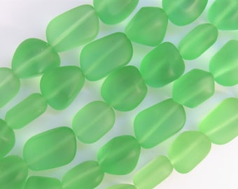 Cultured Sea Glass Beads: 15mm Freeform Nugget drilled seaglass jewelry making supply
