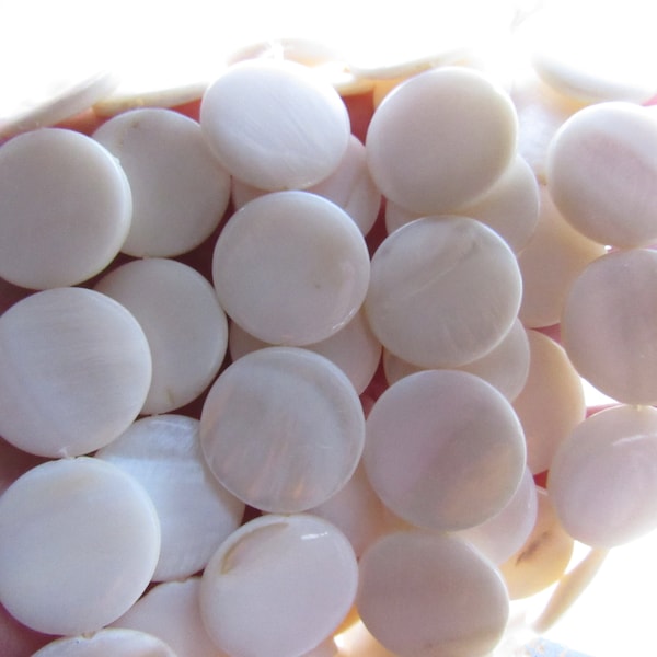 Natural White Shell COIN BEADS 20mm flat round bead supply diy making jewelry