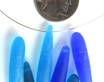 Colgantes de vidrio marino cultivado: cuentas redondas en forma de lágrima para joyería DIY (37 x 8 mm)