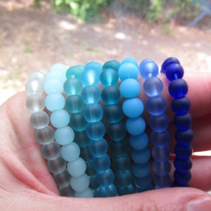 PERLE DI VETRO DI MARE COLTIVATE 6 mm Rotonde Assortite 8 fili fornitura di perline per la creazione di gioielli da spiaggia