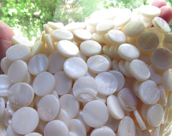 Perles pour pièces de monnaie en coquillages blancs : 15 mm plat rond, fabrication de bijoux bricolage