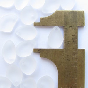 Cultured Sea Glass PENDANTS 15mm free form Top Drilled PEBBLES Clear frosted bead supply for making jewelry