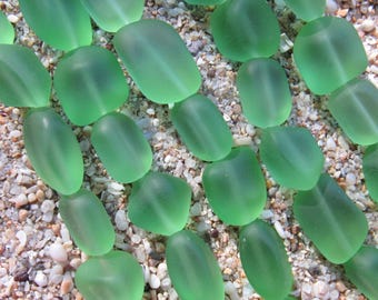 Drilled Sea Glass Beads: Frosted Nugget Beads for Jewelry Making