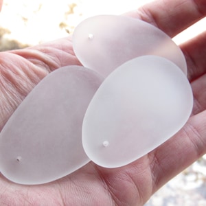 Cultured Sea Glass Pendant: Large Teardrop Necklace Jewelry Supply (52x32mm)