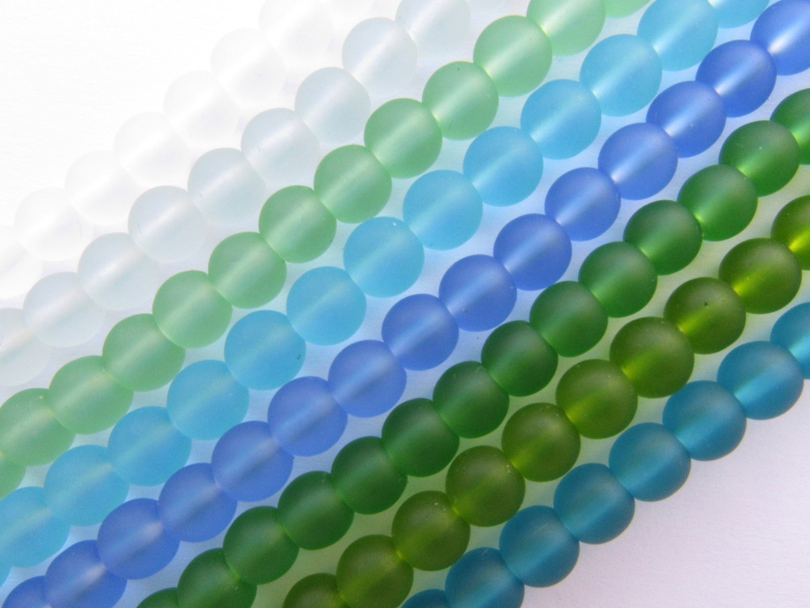 Cultured Sea Glass BEADS 6mm Round Assorted 8 Strands for Etsy