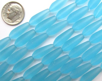 Cuentas de vidrio marino esmerilado en forma de lágrima: 18 x 6 mm, Blue Jewelry Supply