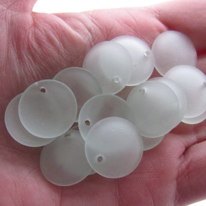 Cultured Sea Glass 18mm Coin PENDANTS BLUE Colors top drilled frosted bottle curve bead supply for making jewelry