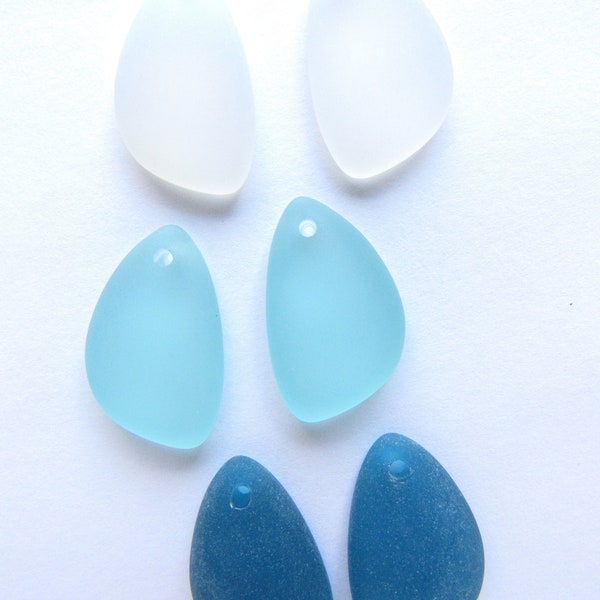 Bead Supplies Cultured Sea Glass PENDANTS pairs 21x13mm assorted Right & Left Top Drilled for making jewelry