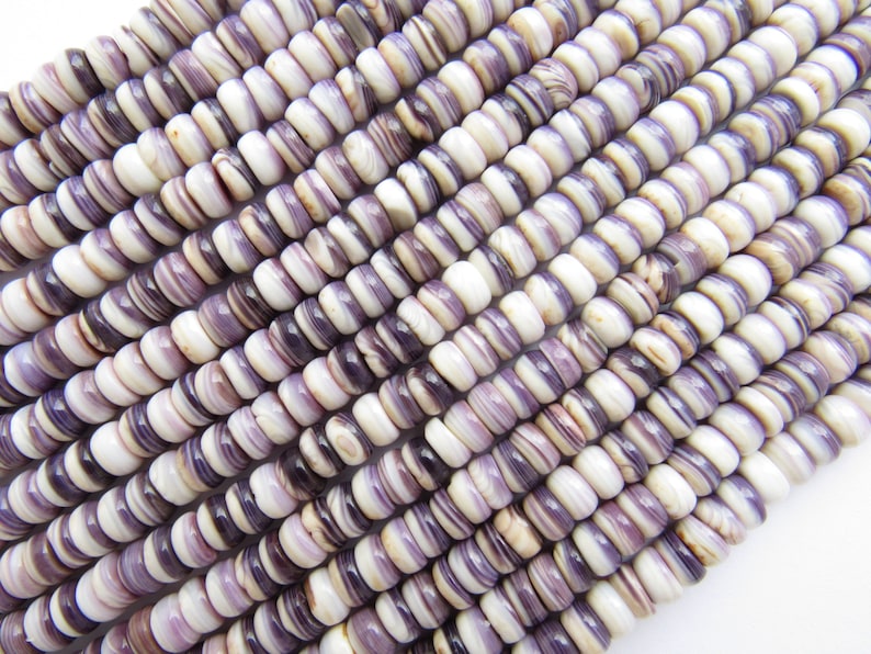 Genuine Wampum BEADS 6mm Rondelles Quahog Natural Purple Shell Etsy