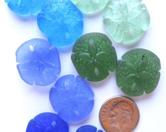 Sand Dollar PENDANTS 21x19mm Cultured Sea Glass 10 pc assorted bead supply for making jewelry