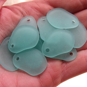 Cultured Sea Glass PENDANTS 26x18mm freeform curved top drilled bead supply for making beachy jewelry