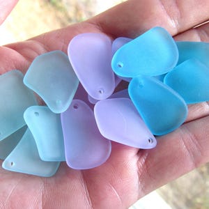 Cultured Sea Glass PENDANTS 1&quot; Assorted flat free form Top Drilled bead supply for making jewelry