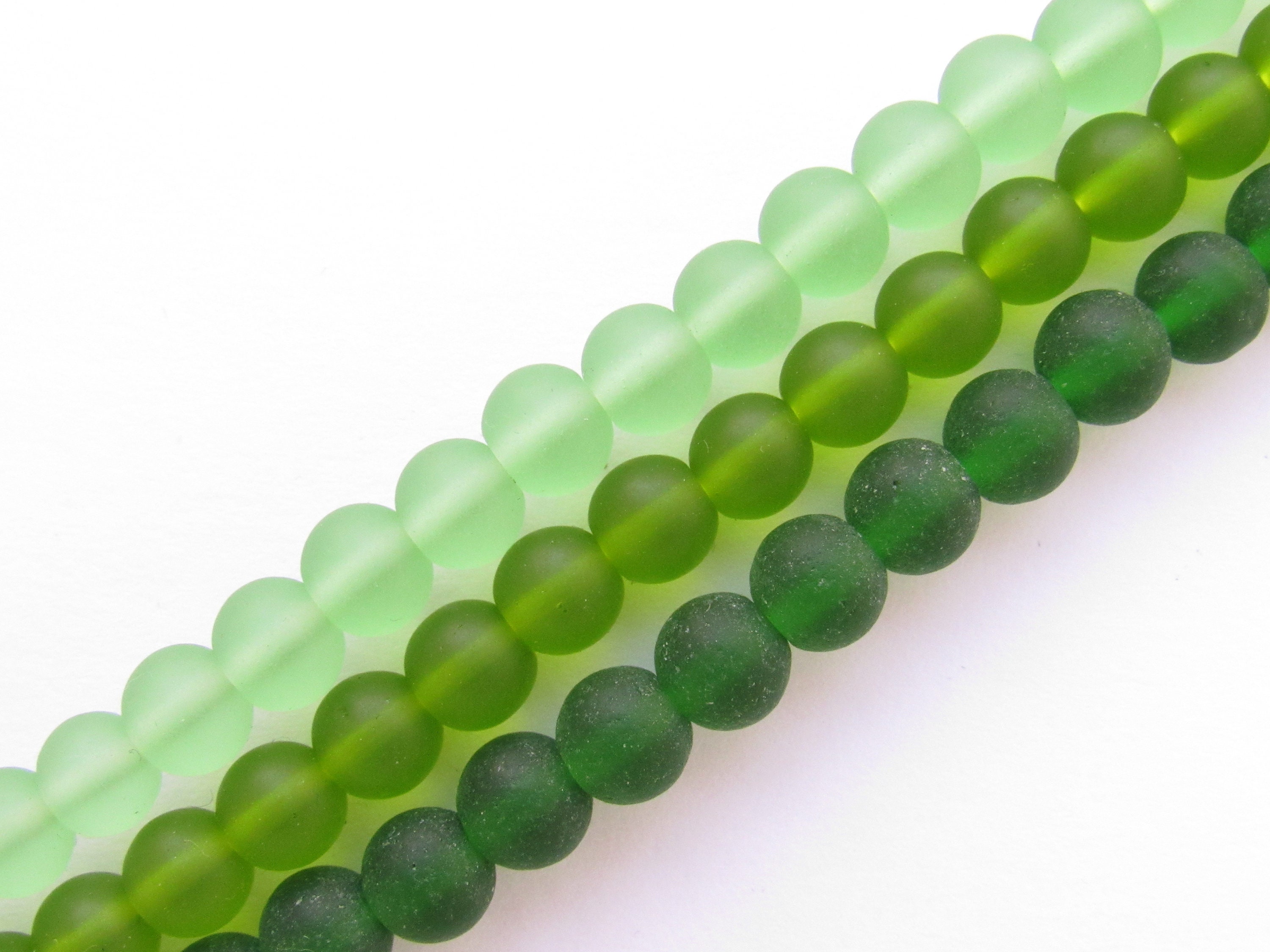 16 Inches 6mm Round Sea Glass Beads for Jewelry Making 6mm Sea