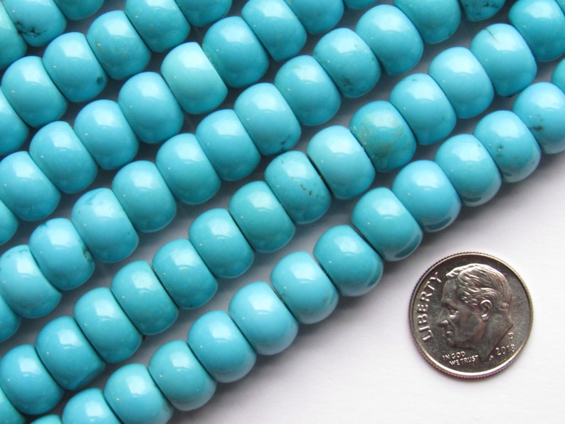 Genuine TURQUOISE BEADS 10mm Barrel little Matrix Natural Blue Gemstone making jewelry