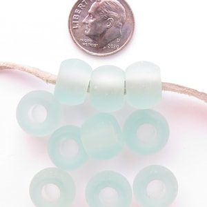 12mm Frosted Sea Glass Pony Beads: Large Hole Rondelle, Jewelry Supply