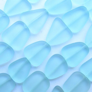 Cultured Sea Glass BEADS flat free form 13 - 15mm U-Pick Clear Blue frosted bead supply for making jewelry