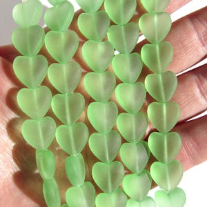 Cultured Sea Glass Heart Beads: Jewelry Making Supplies, 11x12mm