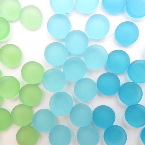 12mm Cabs Cabachons Cultured Sea Glass Undrilled ASSORTED 3 colors NOT Drilled bead supply for making jewelry