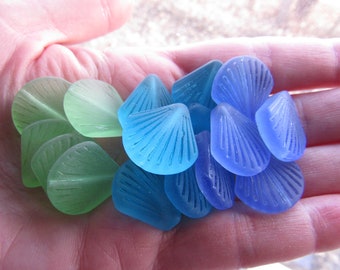 Cultured Sea Glass BEADS 21x19mm SHELL Assorted U-Pick colors Length Drilled flat shell bead supply for making jewelry