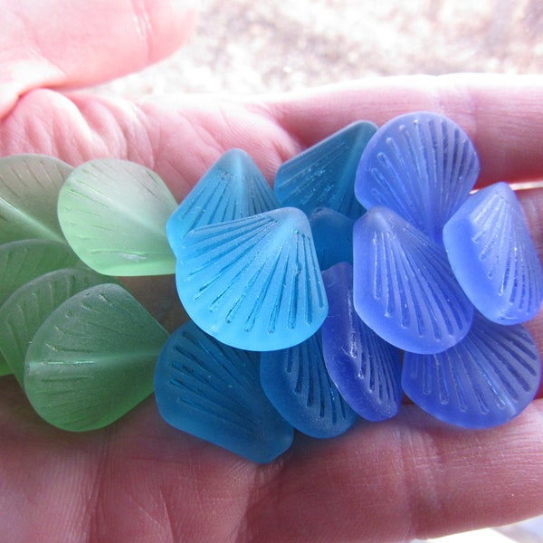 Cultured Sea Glass BEADS 21x19mm SHELL Assorted U-Pick colors Length Drilled flat shell bead supply for making jewelry
