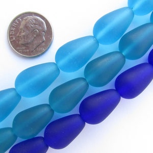 Cultured Sea Glass BEADS Teardrop 16x10mm U-Pick ASSORTED 3 Strands assorted bead supply diy jewelry image 8