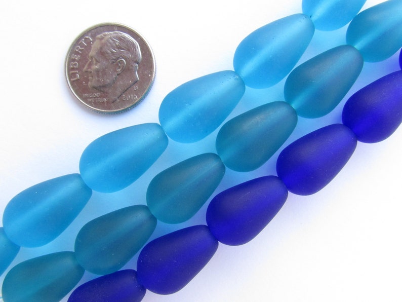 Cultured Sea Glass BEADS Teardrop 16x10mm U-Pick ASSORTED 3 Strands assorted bead supply diy jewelry image 8