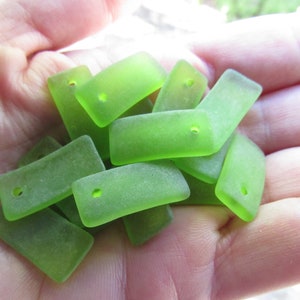 Cultured Sea Glass PENDANTS 22x11mm Rectangle U-Pick Green Purple Yellow frosted pairs bead supply diy seaglass making jewelry