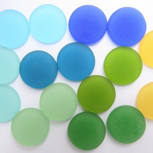 25mm CABACHONS Cultured Sea Glass Round CABS Frosted Glass Undrilled assorted 16 pc lot for making jewelry