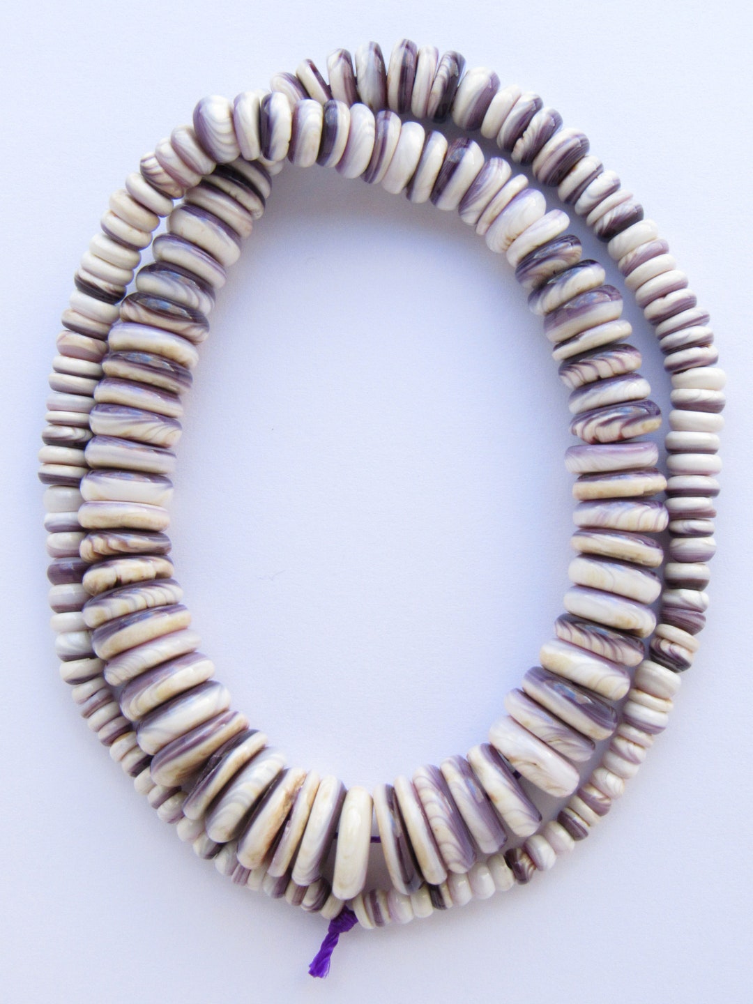 Jewelry Making Supplies Genuine Wampum BEADS Graduated 410mm Purple